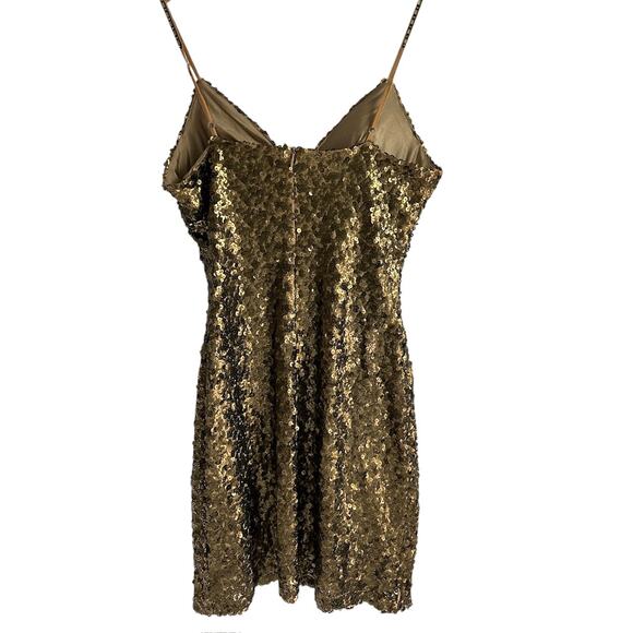 ALBERTO MAKALI Y2K Bronze Sequins Beads Evening Cocktail Dress Size 10 - Picture 2 of 7